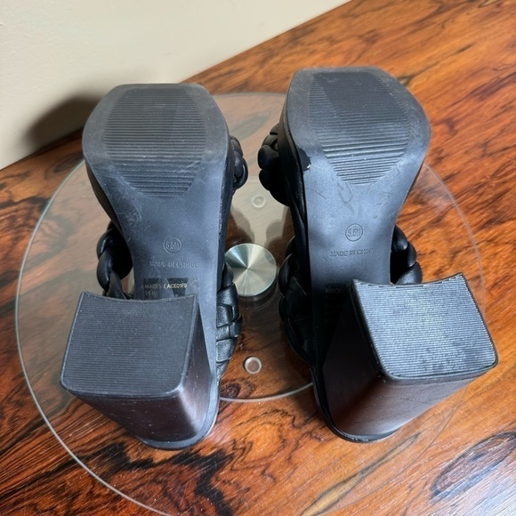 Anne Klein Aiden Chunky Platform Block Heel - Black Faux Leather - Size 5.5 - Picture 13 of 14